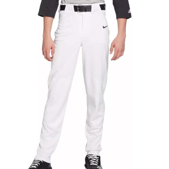 nike white baseball pants with black piping